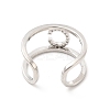 Clear Cubic Zirconia Initial Letter Open Cuff Ring RJEW-A012-01P-C-3