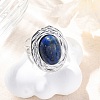 Oval Natural Lapis Lazuli Finger Rings RJEW-M063-01P-14-1