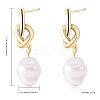 Knot with Imitation Pearl Dangle Stud Earrings JE1099A-2
