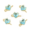 Brass Pave Cubic Zirconia Heart Connector Charms KK-P347-02G-02-1