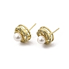Brass Clear Cubic Zirconia Round Stud Earrings EJEW-L261-020G-4