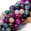 Dyed Natural Agate Faceted Round Beads Strands G-E320E-12mm-05-1