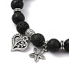 Natural Lava Rock Round Beaded Stretch Bracelets BJEW-JB09900-01-2