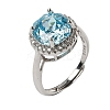 925 Sterling Silver Micro Pave Cubic Zirconia Finger Rings RJEW-B134-01B-06-4
