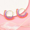 304 Stainless Steel & Bohemian Beaded Fan Hoop Earrings for Women EJEW-R001-01G-05-4