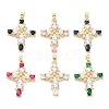 Brass Pave Cubic Zirconia with ABS Plastic Imitation Pearl Pendants KK-G467-01G-1