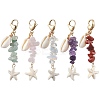 Starfish Synthetic Turquoise & Natural Cowrie Shell Pendant Decoration HJEW-JM02150-1