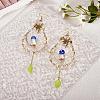 Natural Quartz Crystal Chips Beaded Big Teardrop Dangle Earrings EJEW-SW00016-01-3
