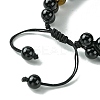 Natural Tiger Eye & Black Onyx Round Braided Bead Bracelet BJEW-TA00441-4