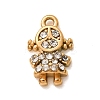 304 Stainless Steel Micro Pave Clear Cubic Zirconia Charms CU-CBAB6EC-05G-02-1