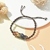 Chakra Theme Bullet Natural Mixed Gemstone Braided Bead Bracelet BJEW-TA00315-2