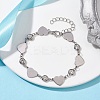 Stainless Steel Heart Link Chain Bracelet with Cubic Zirconia BJEW-JB10170-2