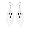 Halloween Theme Ghost Handmade Glass Seed Beaded Dangle Earrings EJEW-MZ00479-2