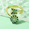 Helm & Butterfly Enamel Rotatable Cuff Rings for Women RJEW-R005-09G-2