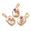 Brass Micro Pave Cubic Zirconia Pendents KK-R212-03G-01-1