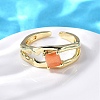 Square Brass Cat Eye Cuff Rings RJEW-G344-01G-04-2