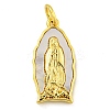 Real 18K Gold Plated Brass Pendants with Shell and Jump Rings KK-D534-04G-04-1