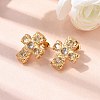 6 Pairs 304 Stainless Steel Cubic Zirconia Cross Stud Earrings EJEW-P330-01A-2
