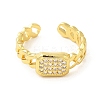 Rectangle Brass Micro Pave Clear Cubic Zirconia Cuff Rings for Women LS-RJEW-G311-01B-G-2