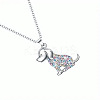 Alloy Colorful Rhinestone Cute Dog Pendant Necklaces FS-WG0BEF0-01-4
