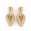 Brass Micro Pave Clear Cubic Zirconia Fold Over Clasps KK-S354-299-NF-1