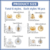 6 Styles 304 Stainless Steel & Silicone & Brass Ear Nuts STAS-ME0001-02-2