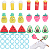 18Pcs Fruit Chips Ice Cream Cartoon Style Silicone Knitting Needle Stopper AJEW-SC0002-33-1
