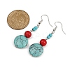 Brass Synthetic Turquoise Dangle Earrings EJEW-JE06589-02-4