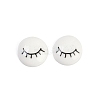 White and Black Flat Round Cartoon Resin Cabochons CRES-Q009-01D-1