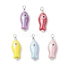 Fish Shaped Evil Eye Glazed Porcelain Pendants PALLOY-JF03803-1
