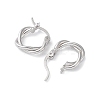 Rhodium Plated 925 Sterling Silver Hoop Earrings EJEW-K258-15A-P-2