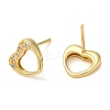 Rack Plating Brass Hollow Heart Stud Earrings EJEW-M235-03G-2