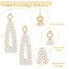 4 Pairs 4 Style Golden Alloy Geometry Dangle Stud Earrings with Plastic Imitation Pearl Beaded for Women EJEW-FI0002-57-4