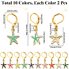 Starfish Alloy Enamel Pendant Decorations HJEW-SC00051-2