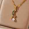 Chic Brass Crystal Rhinestone Moon Star Pendant Necklaces QW2604-2-1