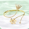 Flower Alloy Arm Cuff Bangles for Girl Women AJEW-A063-01G-G-3
