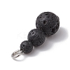 Natural Lava Rock Round Beaded Pendants PALLOY-JF02867-06-4