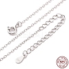 Anti-Tarnish Rhodium Plated 925 Sterling Silver Flat Cable Chain Necklace X-NJEW-A011-01A-P-1