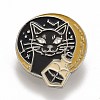 Flat Round with Cat Enamel Pin JEWB-M023-07-1