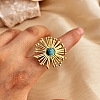 Synthetic Turquoise Finger Rings LS-RJEW-G339-03G-01-1