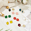 8 Pairs 8 Colors Alloy Enamel Square Stud Earrings with 925 Sterling Silver Pins EJEW-AN0004-71-7