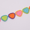 Heart Embroidered Polyester Ribbon OCOR-WH0060-07-2