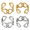 2 Colors 304 Stainless Steel Adjustable Cuff Rings for Women RJEW-HY0001-31C-1