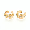 Brass Micro Pave Clear Cubic Zirconia Cuff Earrings KK-T074-29G-2