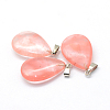 Teardrop Cherry Quartz Glass Pendants G-Q368-09-2