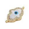 Rack Plating Brass With Natural shells And Micro Pave Cubic Zirconia Links KK-Z074-32G-2