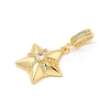 Brass Clear Cubic Zirconia Star European Dangle Charms KK-U044-08G-2
