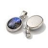 Rack Plating Brass Pave Natural Paua Shell Oval Charms KK-U025-07P-02-2
