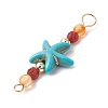 4Pcs 4 Colors Summer Beach Dyed Synthetic Turquoise Connector Charms PALLOY-JF03746-02-5