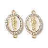 Brass Micro Pave Clear Cubic Zirconia Enamel Oval with Saint Jude Connector Charms KK-L243-11G-A-2